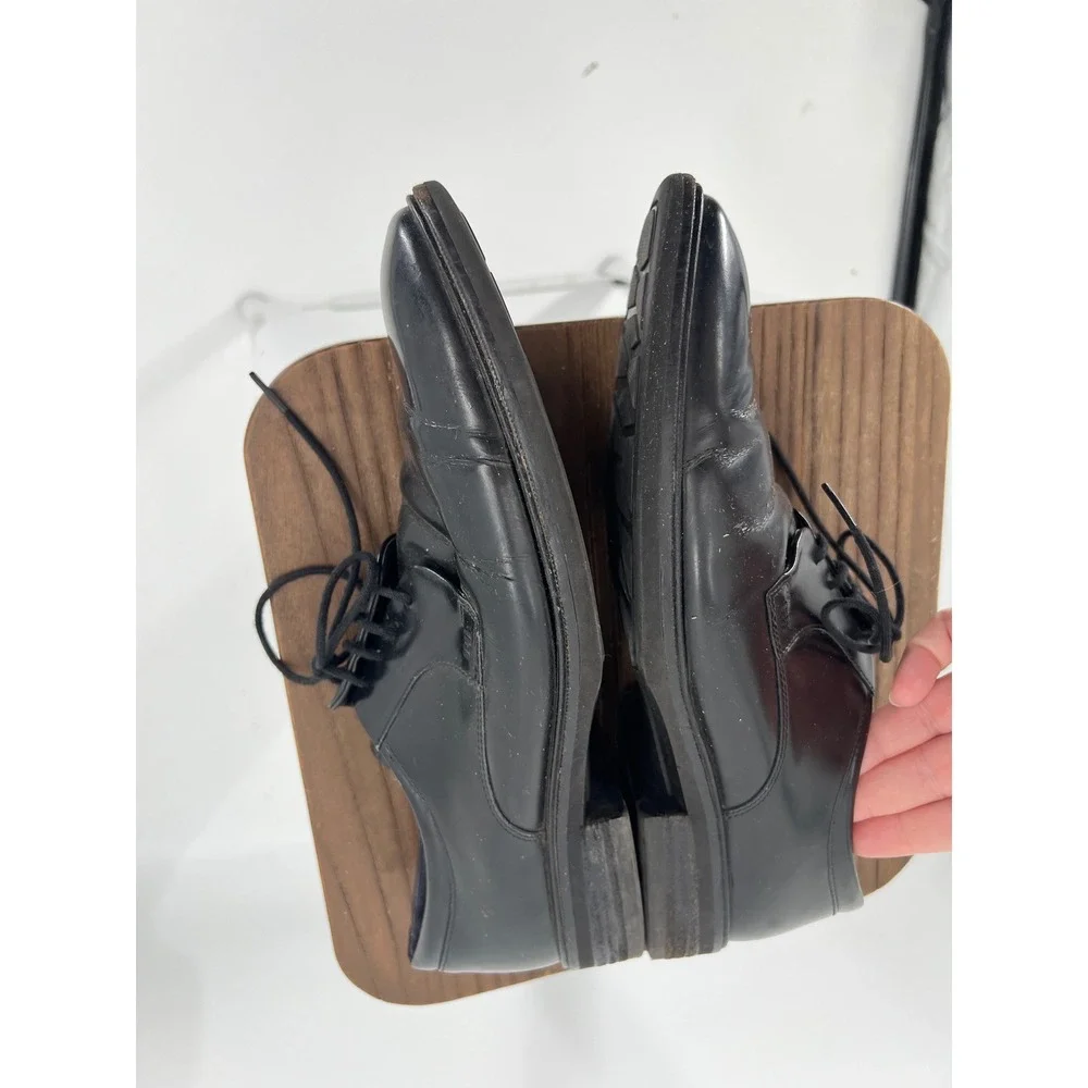 ECCO Mens Black Leather Derby Shoes Lace Up Shock Point Dress Shoes Size 42
